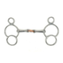 Jake Adams Equestrian Double Jointed Copper Elliptical Two Ring bit on a white background.