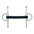 Jake Adams Equestrian Hard Rubber Mullen Full Cheek bit on a white background.