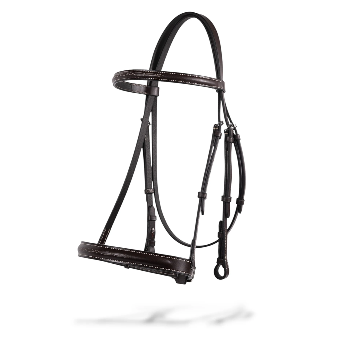 Jake Adams Equestrian Raised Fancy Stitched Hunter Bridle on a white background.