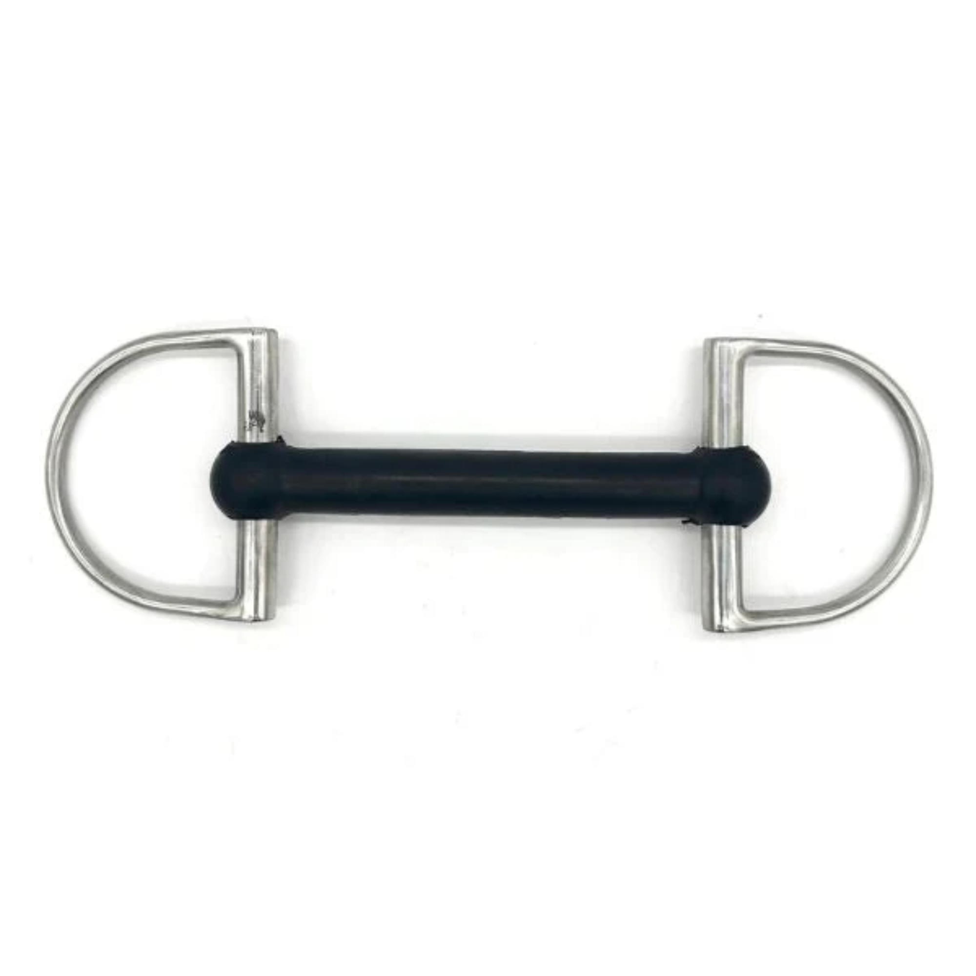 Jake Adams Equestrian Hard Rubber Mullen Full Cheek bit on a white background.