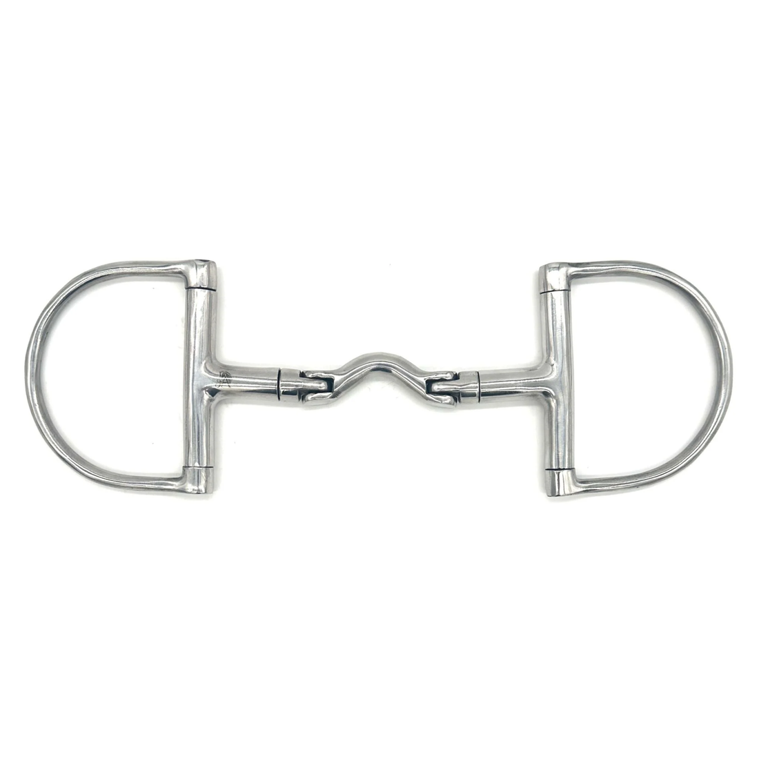 Jake Adams Equestrian Swivel Port Hinge D Bit on a White Background.