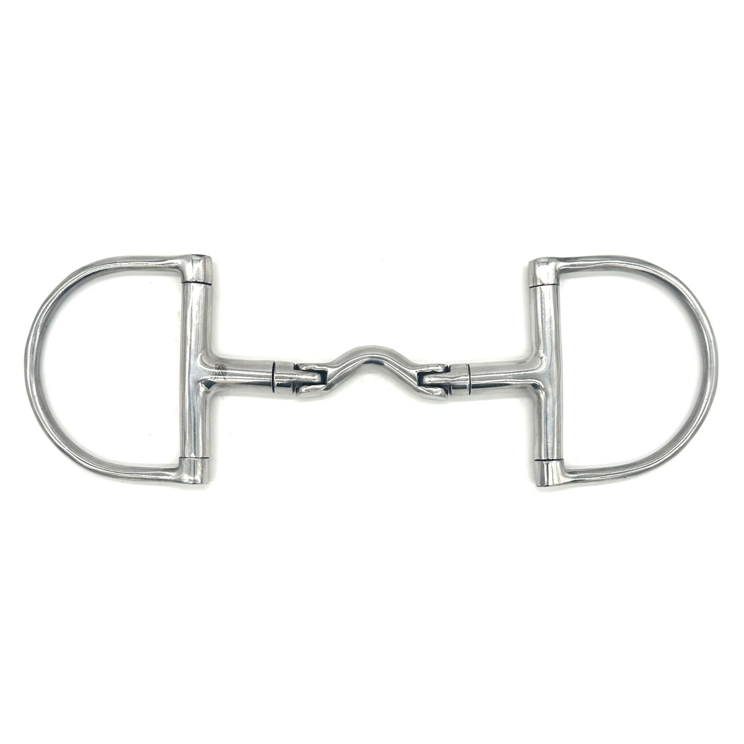 Jake Adams Equestrian Swivel Port Hinge D Bit on a White Background.
