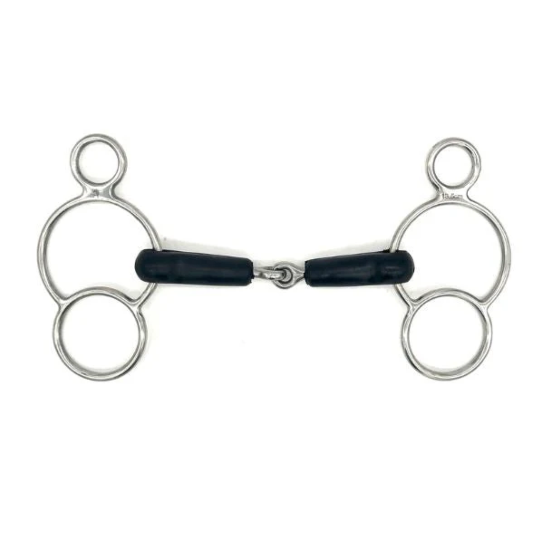 Jake Adams Equestrian Single Joint Rubber Two Ring on a white background.