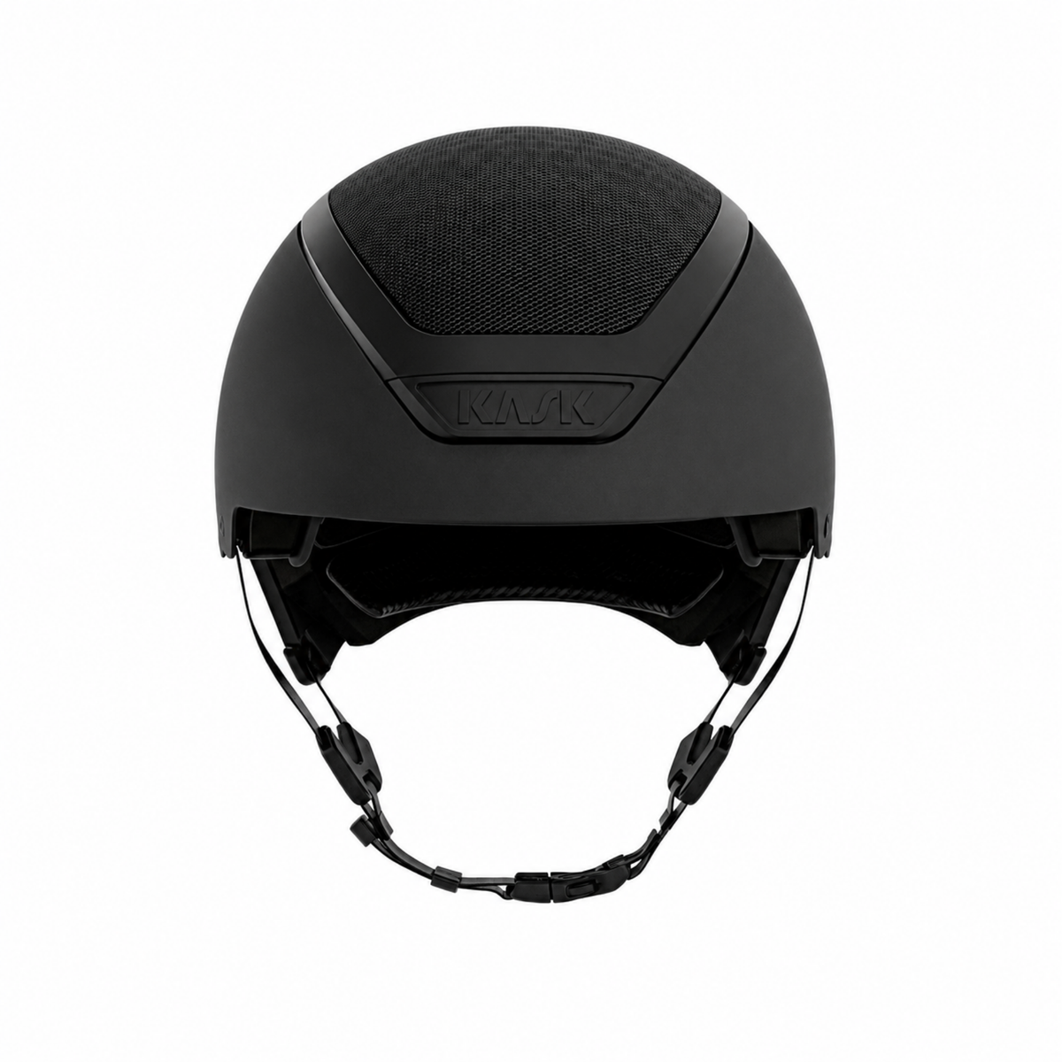A matte black KASK Dogma cross country riding helmet shown from the front against a plain white background.