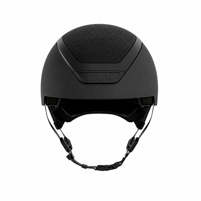 A matte black KASK Dogma cross country riding helmet shown from the front against a plain white background.