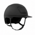 A matte black KASK Kooki Lady Hunter equestrian riding helmet with a matching visor and adjustable chin strap, shown from a three-quarters angle on a solid white background.