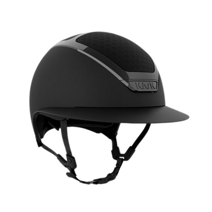 Black KASK Star Lady Chrome equestrian riding helmet with a "KASK" logo and a chinstrap on a white background.
