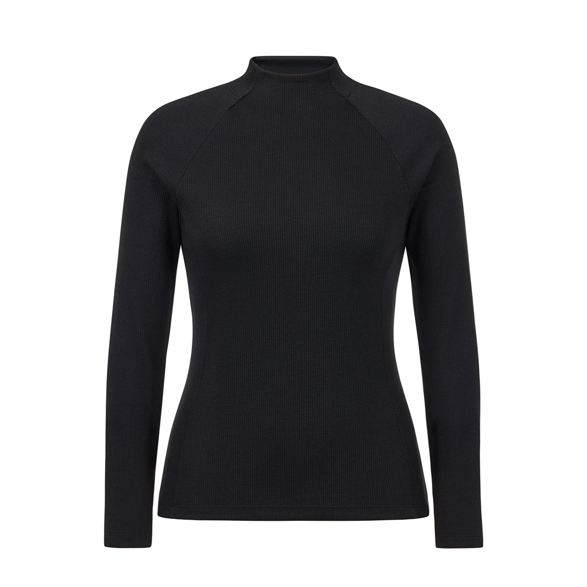 Kerrits Align Textured black long-sleeve mock neck top with raglan sleeves, shown on a clean white background.