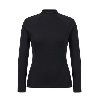 Kerrits Align Textured black long-sleeve mock neck top with raglan sleeves, shown on a clean white background.