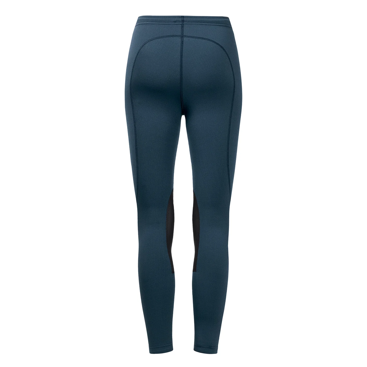 Dark teal blue full-length Kerrits Kids Fleece Lite 2 knee patch riding tights  shown from the back on a plain white background.