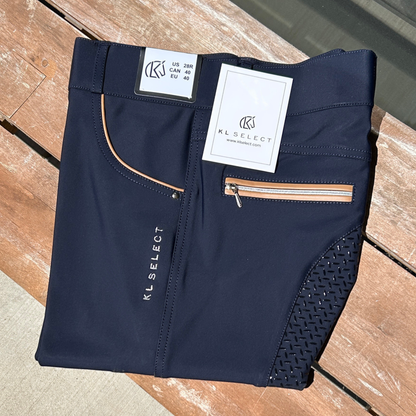 KL Select Gabrielle Full Seat Breeches, Navy/Camel