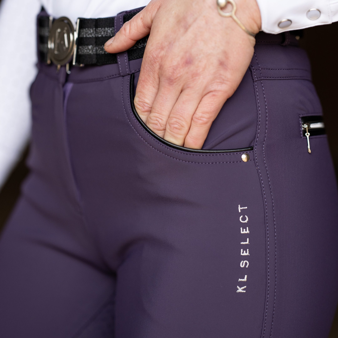 KL Select Gabrielle Knee Patch Breeches, Blackberry/Black