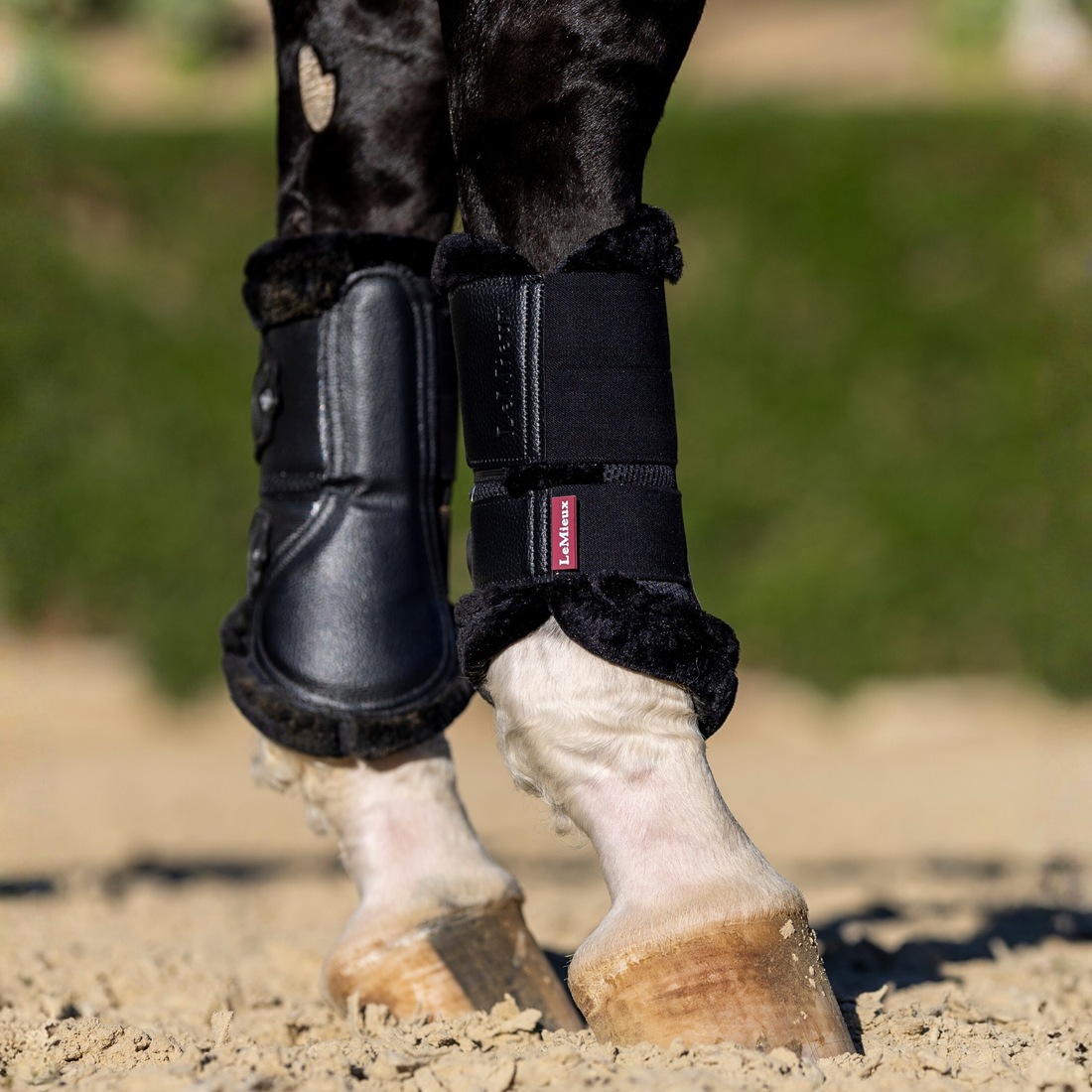LeMieux Fleece Edged Mesh Brushing Boots, Black