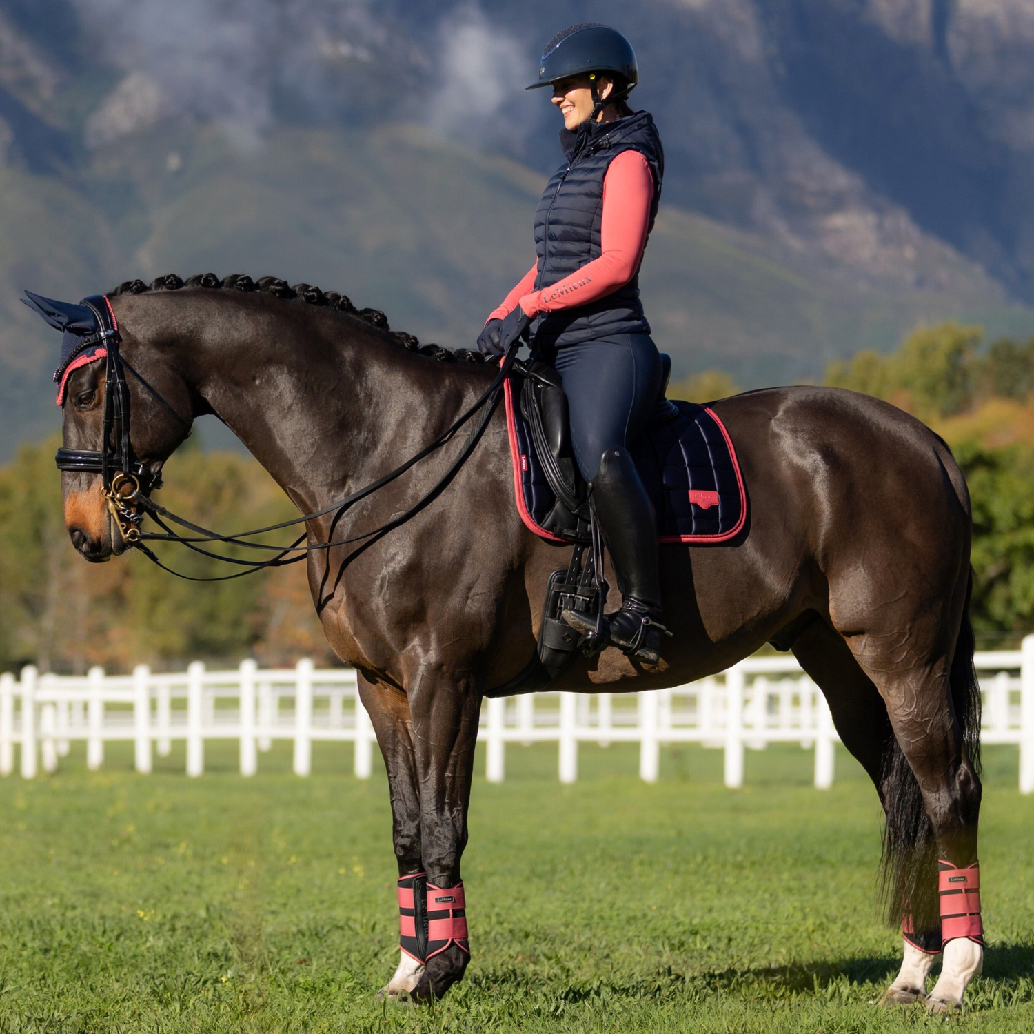 LeMieux Loire Classic Dressage Square Pad, Navy/Cranberry