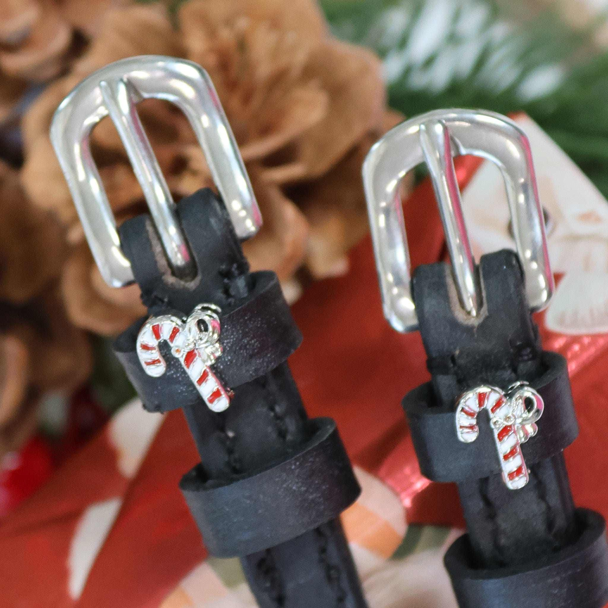 Mane Jane Candy Cane charm spur straps.