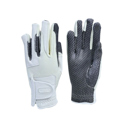 Correct Connect Oil-Tac Copper Tech Leather Premium Riding Gloves, White