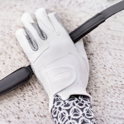 Correct Connect Oil-Tac Copper Tech Leather Premium Riding Gloves, White