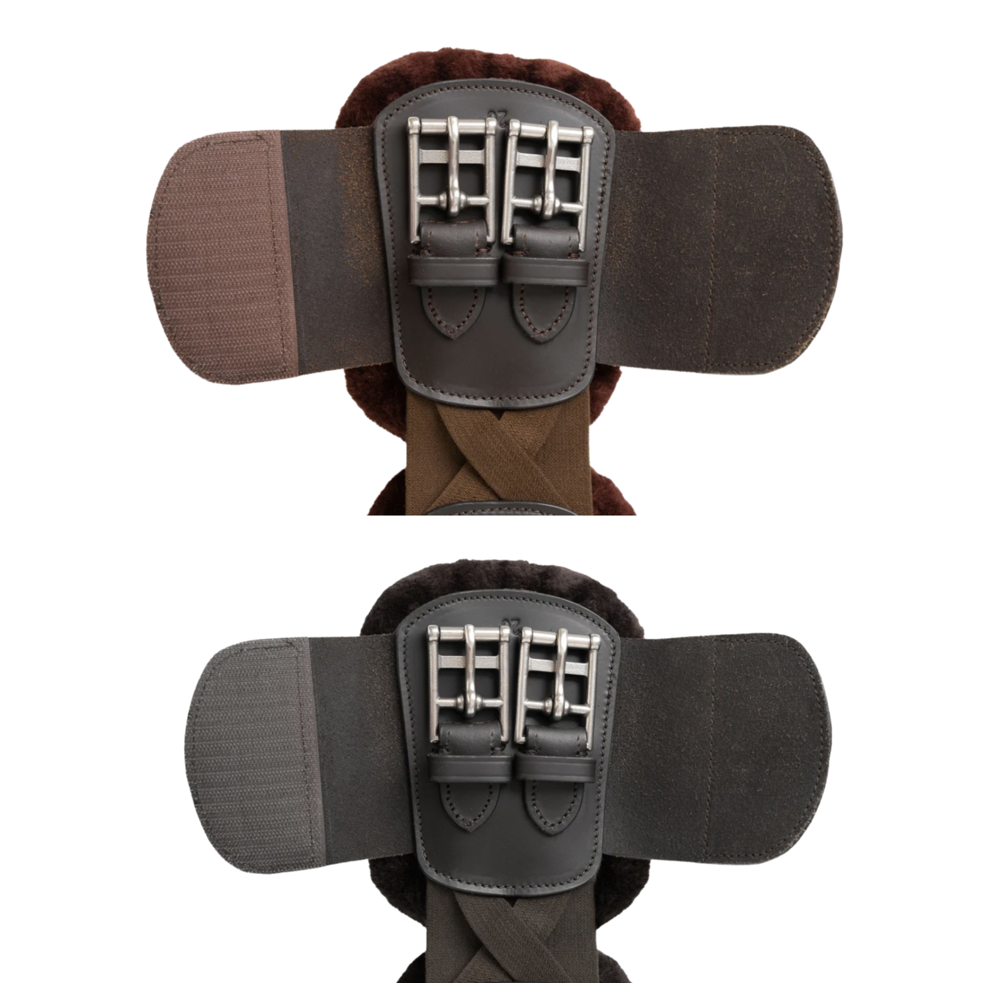 Closeup of the short girth buckles.