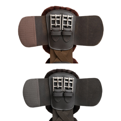 Closeup of the short girth buckles.