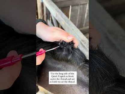 Smart Grooming video showing how to use their Quick Unpick to easily remove a horses braids. 
