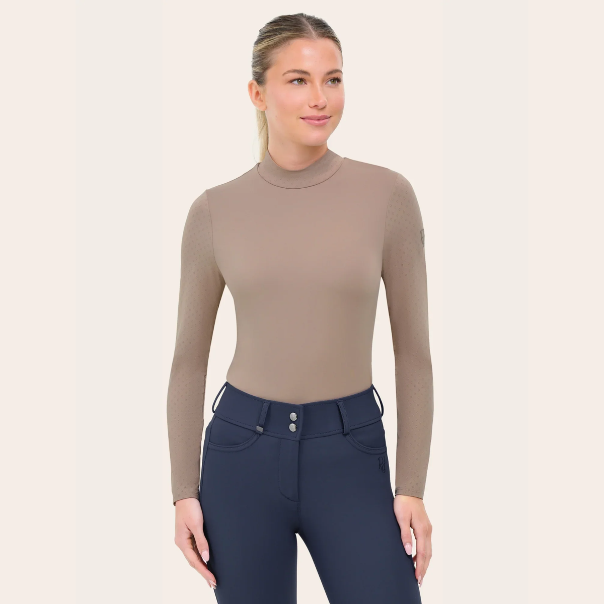 R.J. Classics Jemma Mock Neck Shirt, Truffle