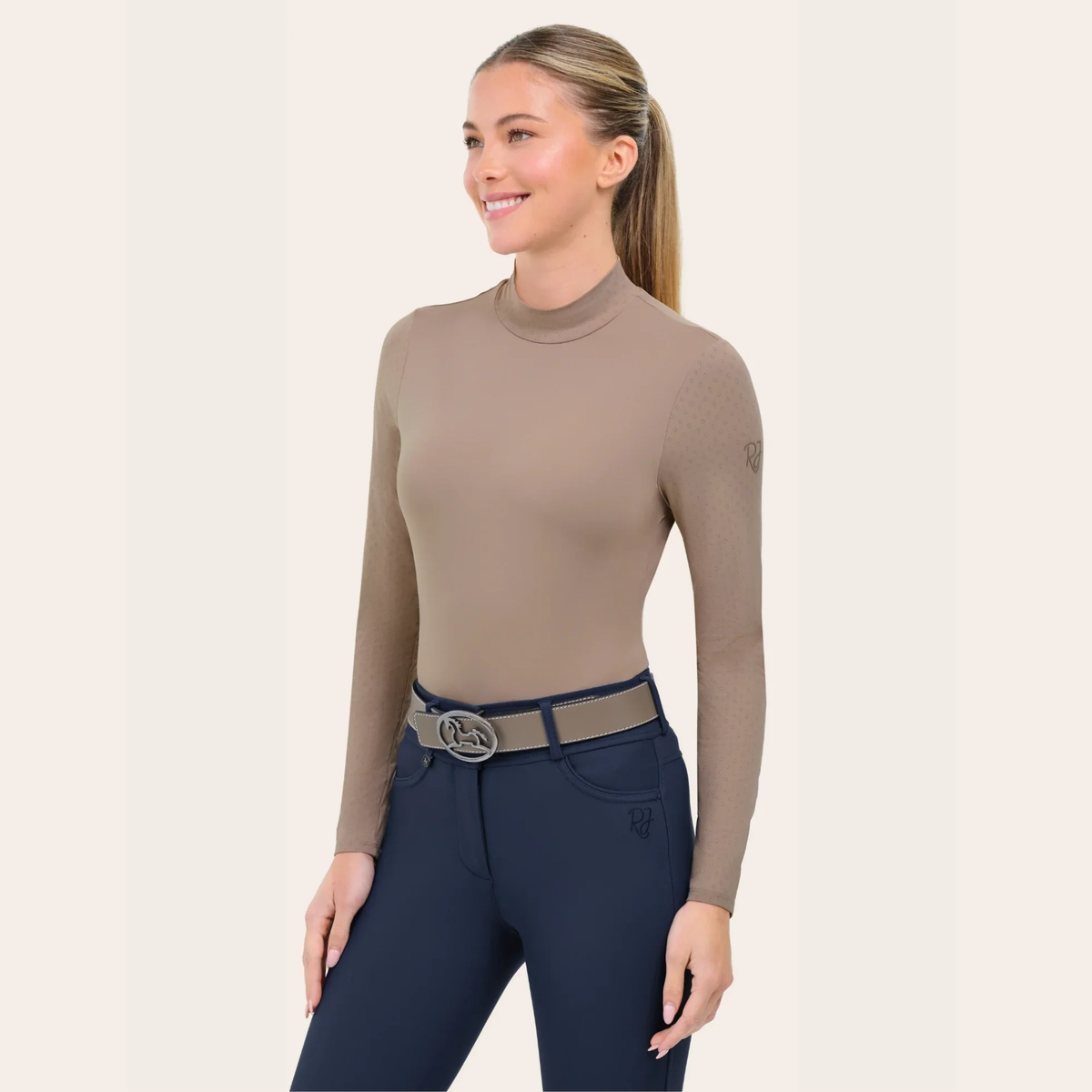 R.J. Classics Jemma Mock Neck Shirt, Truffle