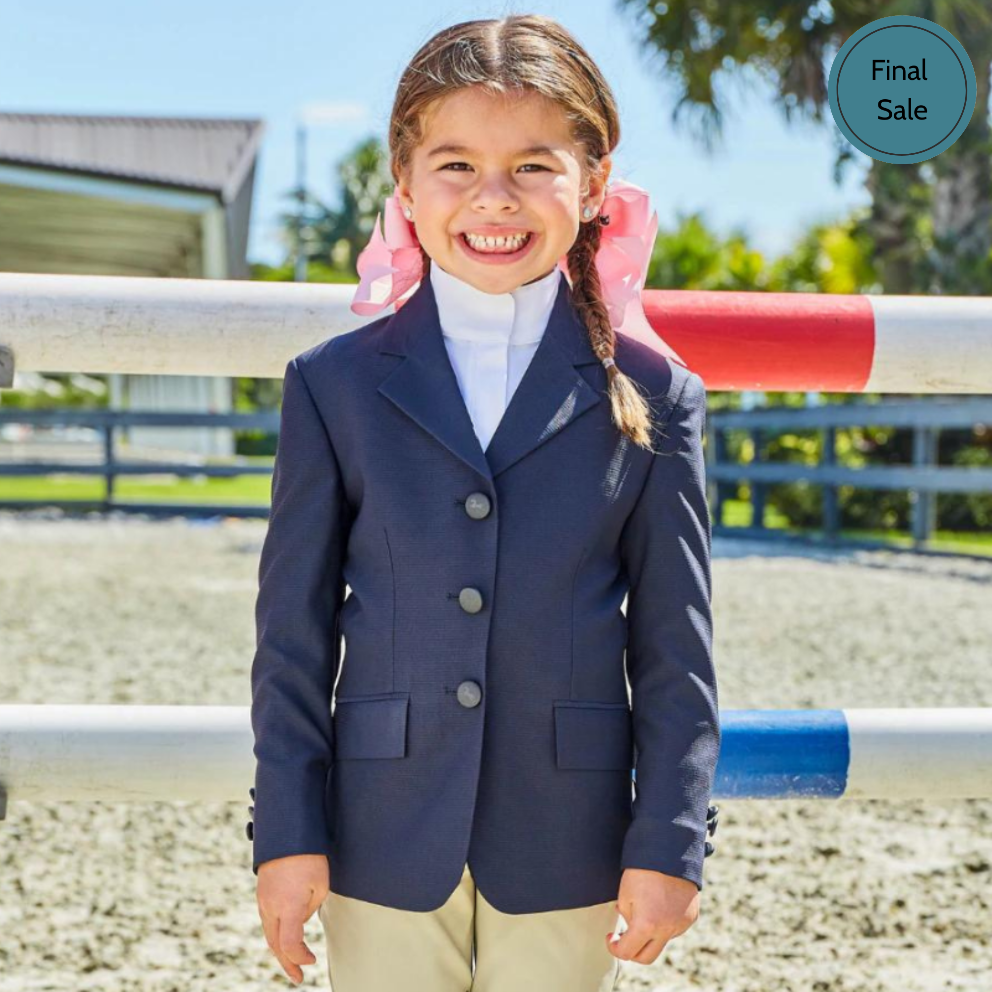 R.J. Classics Hailey II Girls Stretch Show Coat, Navy