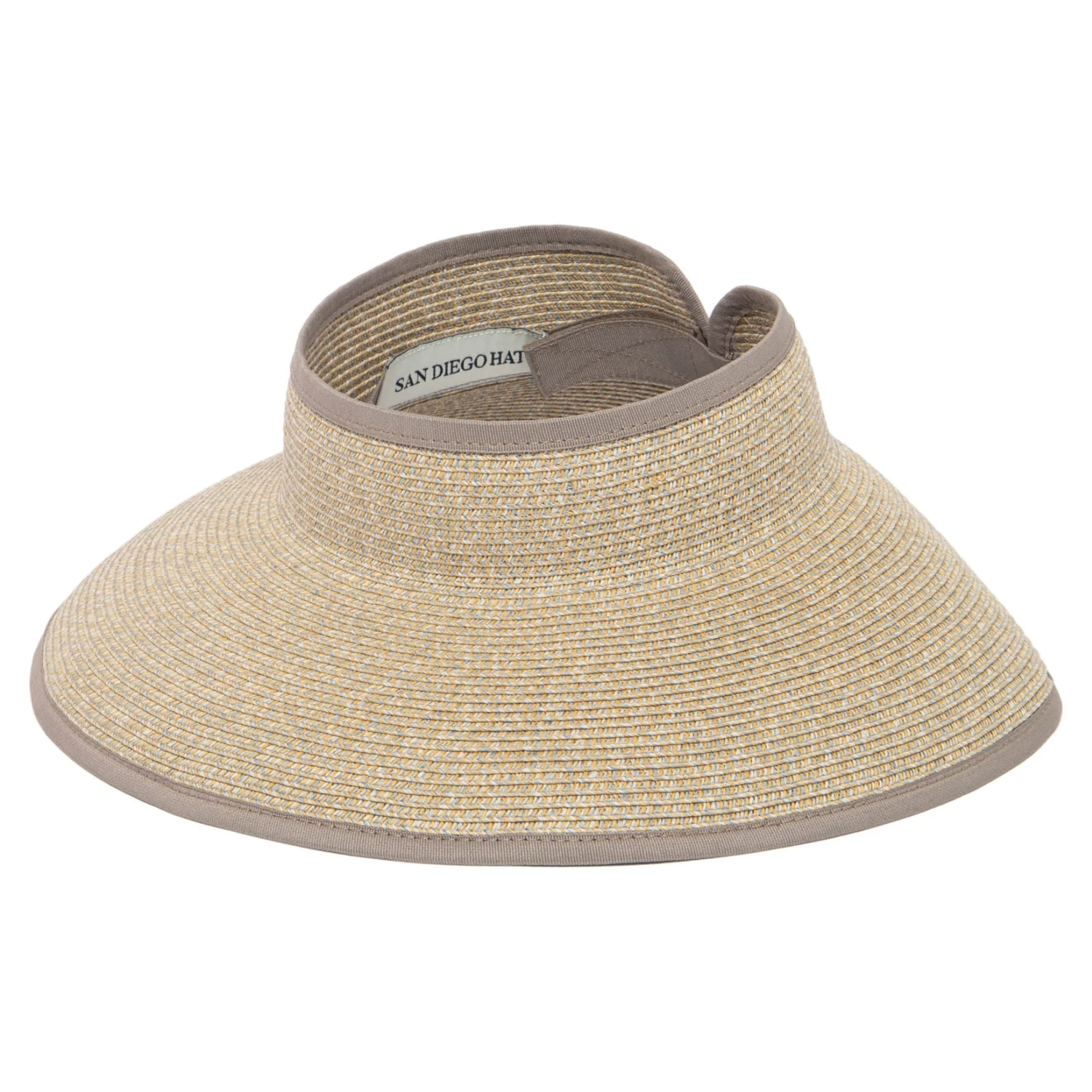 San Diego Hat Company Signature Ultrabraid Large Brim Visor, Grey/Tan