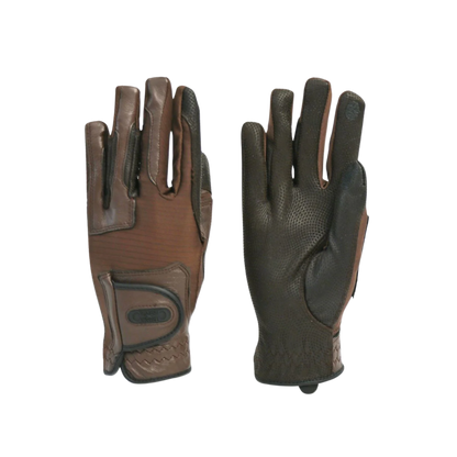 Correct Connect Tackified Copper Tech Leather Premium Riding Gloves, Brown