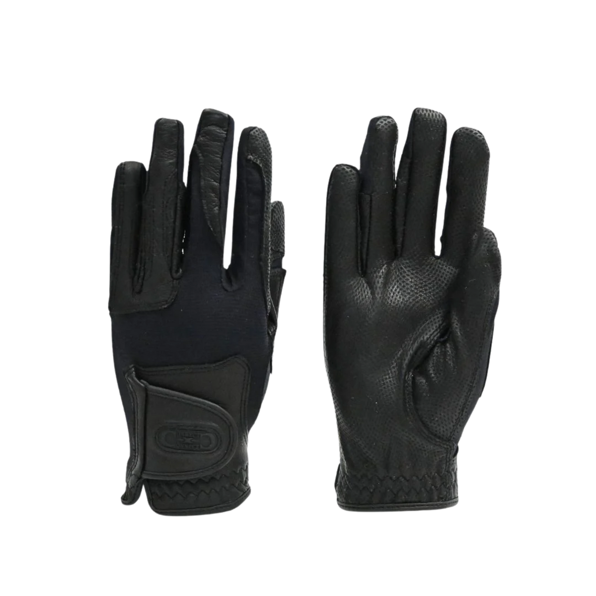 Pair of black gloves on a white background