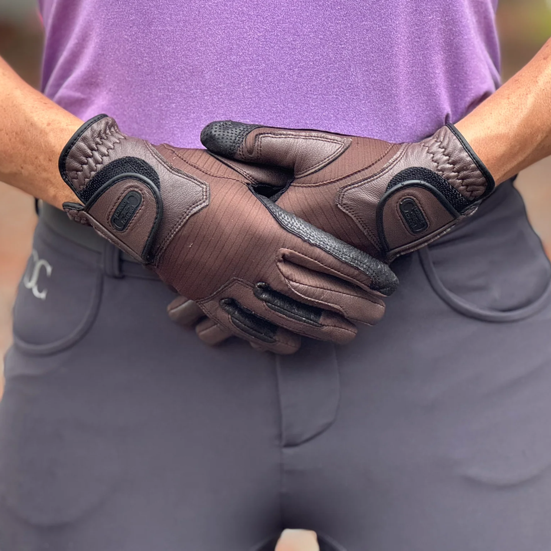 Correct Connect Tackified Copper Tech Leather Premium Riding Gloves, Brown