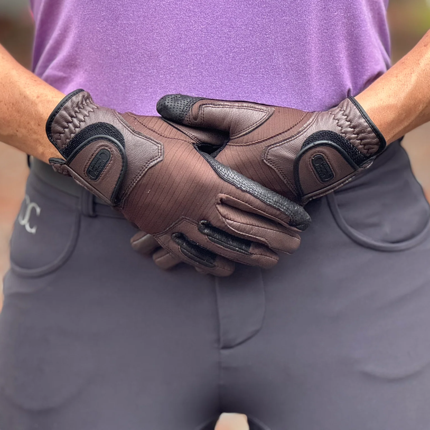 Correct Connect Tackified Copper Tech Leather Premium Riding Gloves, Brown