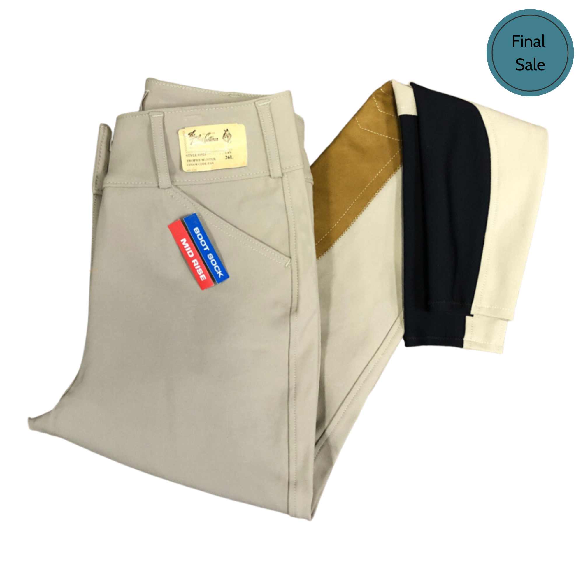 Tailored Sportsman Trophy Hunter, Mid Rise Front Zip Boot Sock, Tan