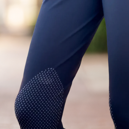 Tailored Sportsman Tech Light Silicone Knee Patch, Mid Rise Front Zip Boot Sock, Blue Navy