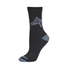 A single black crew sock with a light gray horse head logo on the upper calf and a light gray toe, shown against a plain white background.