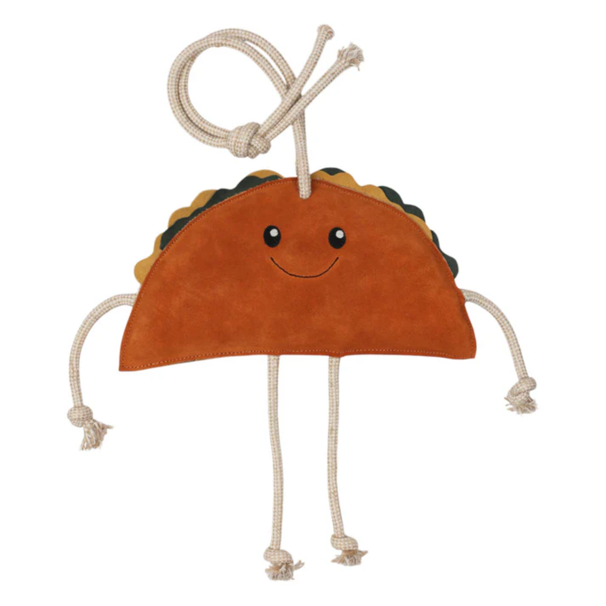 Plush Tuffrider horse stall toy shaped like a taco with a smiling face on a white background
