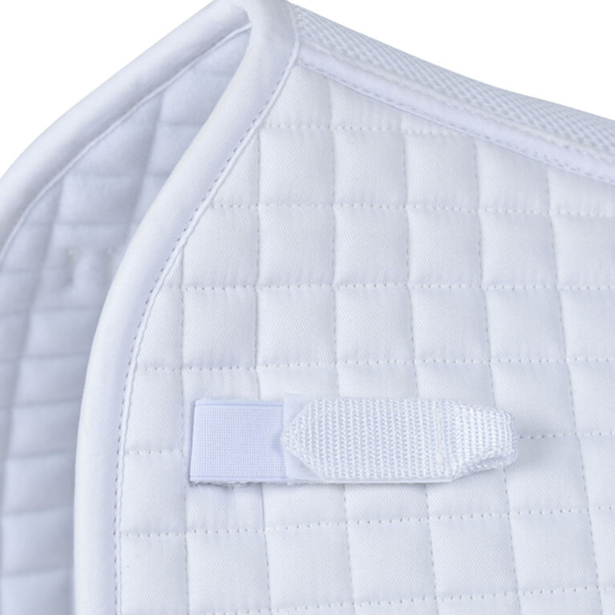 Close Up of A Weatherbeeta Air Tec Dressage Pad in White.
