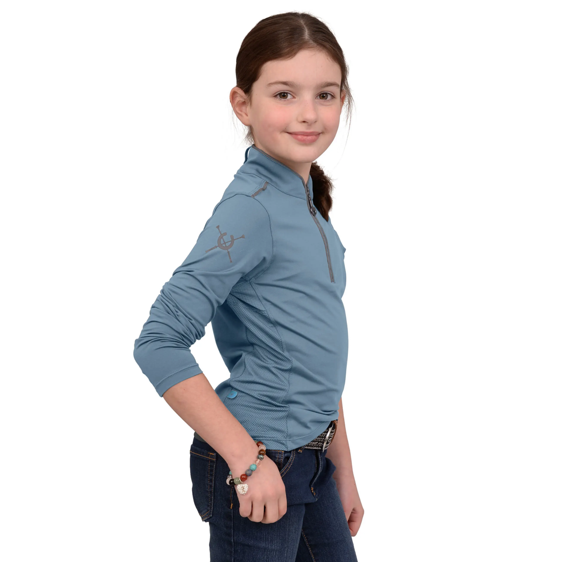 Chestnut Bay Youth Performance Rider SkyCool Shirt, Skyblue