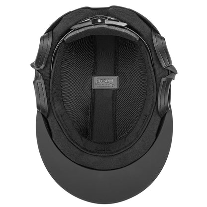 Inside view of IRH Matte Black Equi-Pro Deluxe Schooling Helmet with Sun Visor 