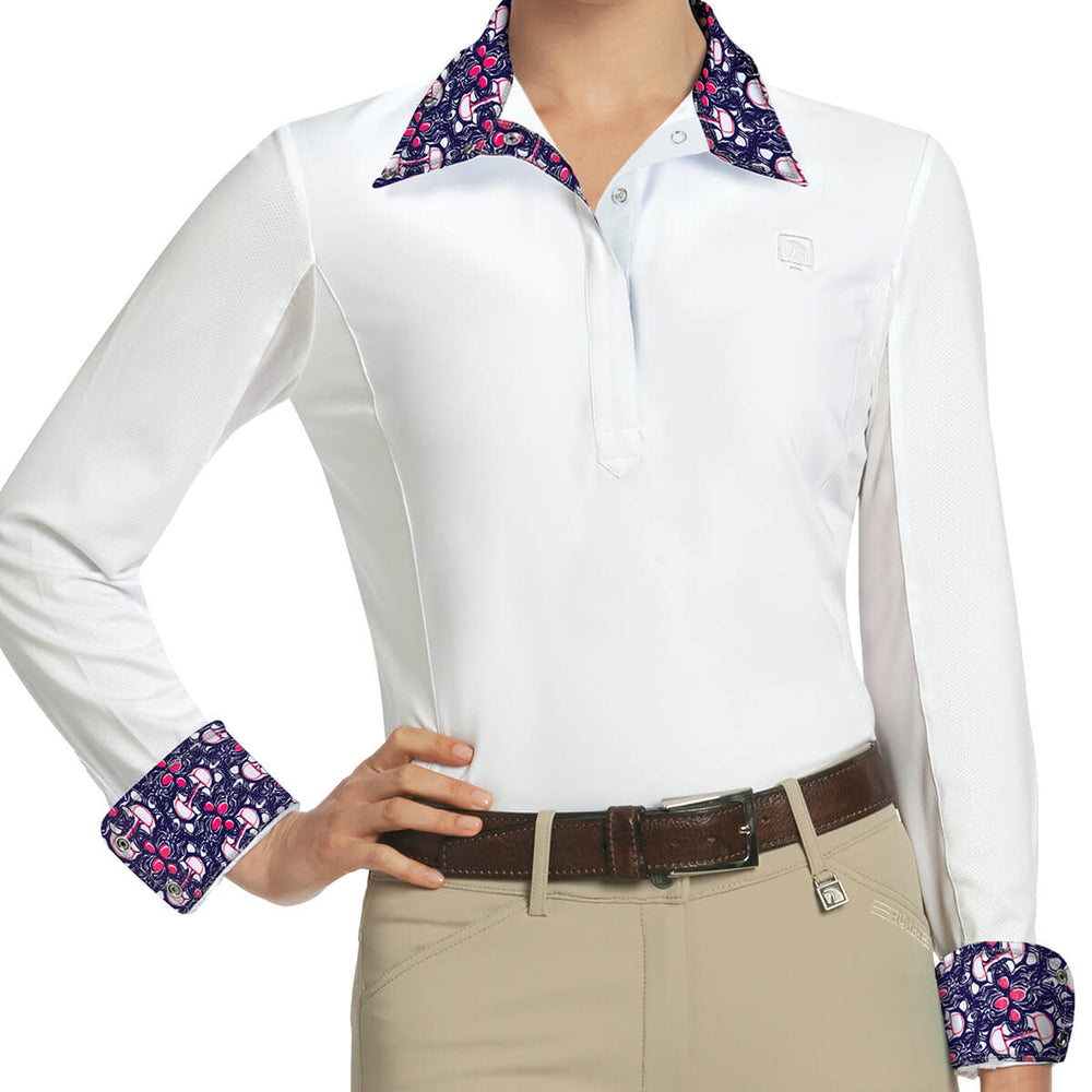 Romfh Lindsay Long Sleeved Show Shirt, Lilly Bits Navy/Juicy Pink