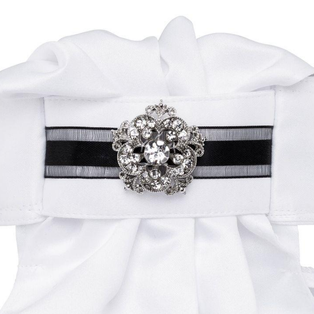 All Tied Up Glenn Collection Ruffled Black Ribbon Stock Tie