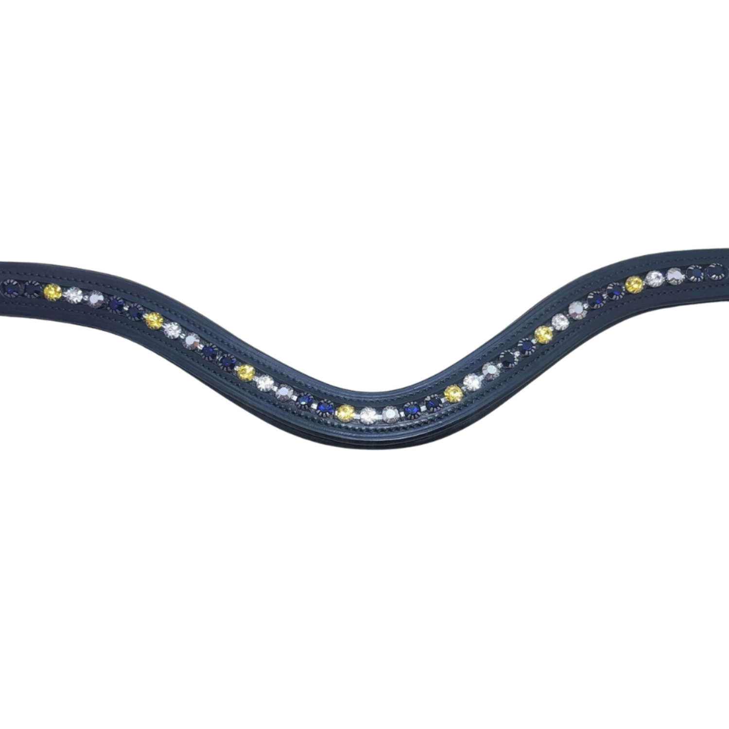 KL Select Curved Browband in the So Van Gogh style. Black, white, yellow and navy gemstones fitted in the browband.