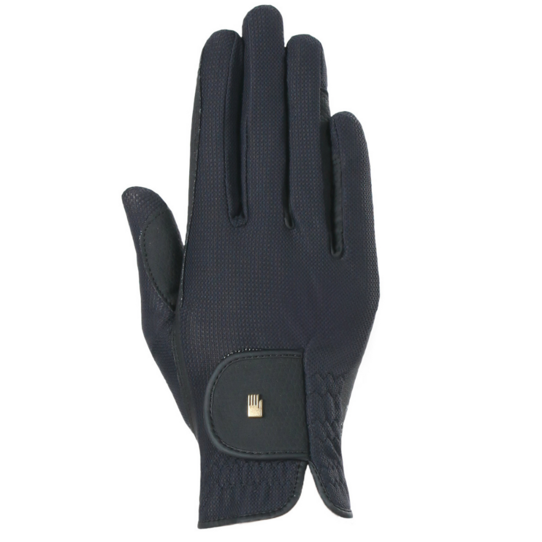 A single black Roeckl Grip Lite riding glove with a velcro closure and textured palm area.