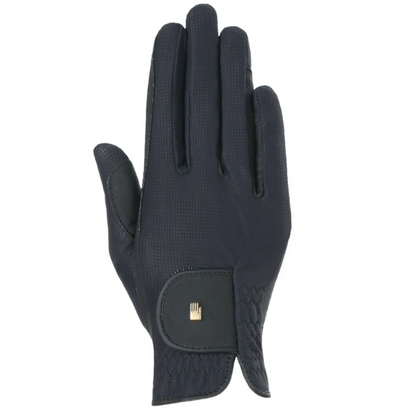 A single black Roeckl Grip Lite riding glove with a velcro closure and textured palm area.