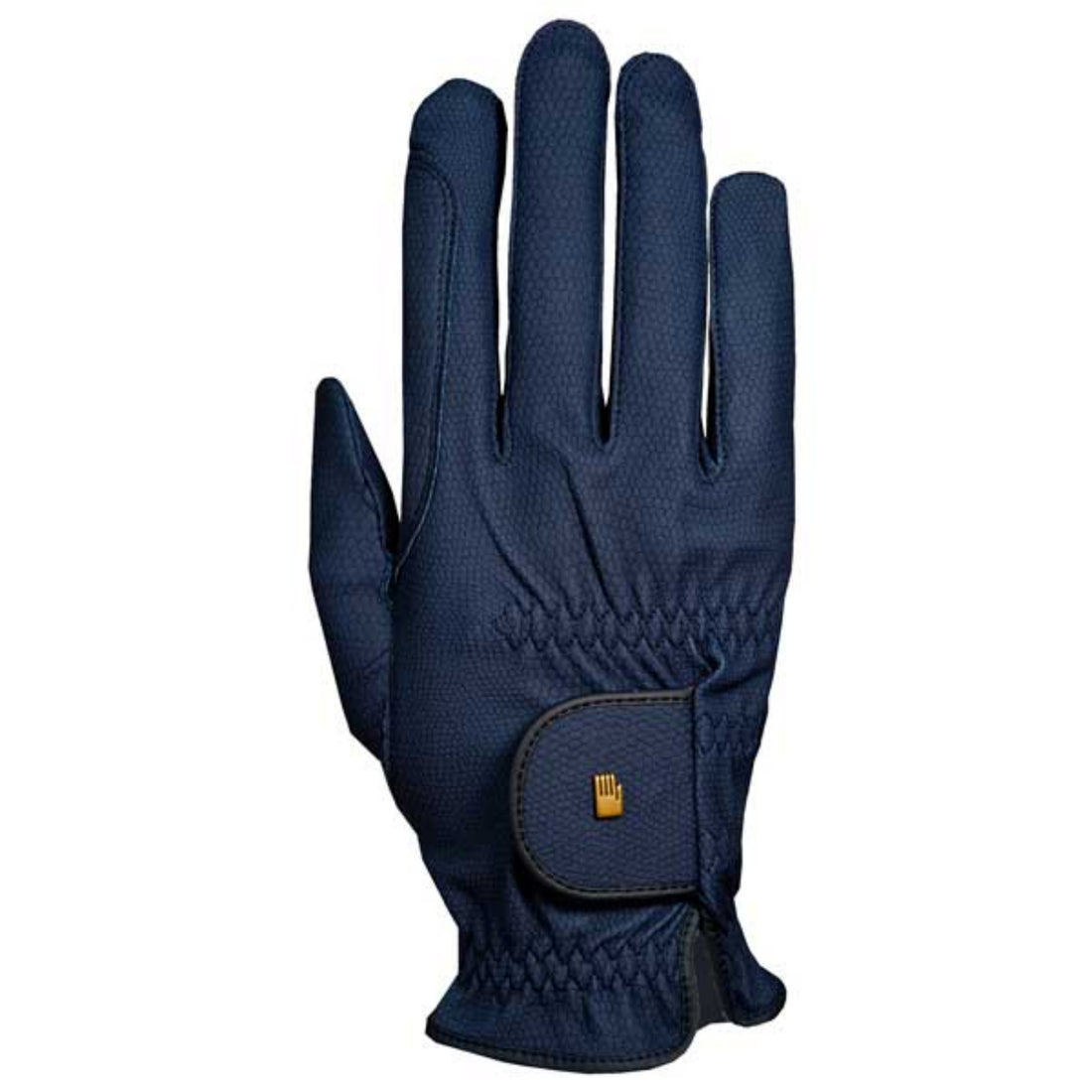 A navy blue Roeckl Roeck-Grip glove featuring elasticated cuffs and a small brand logo on the back.