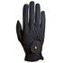 A single black Roeck-Grip Winter Riding Glove with a yellow logo on the wrist. Not pictured: thin fleece lining inside glove