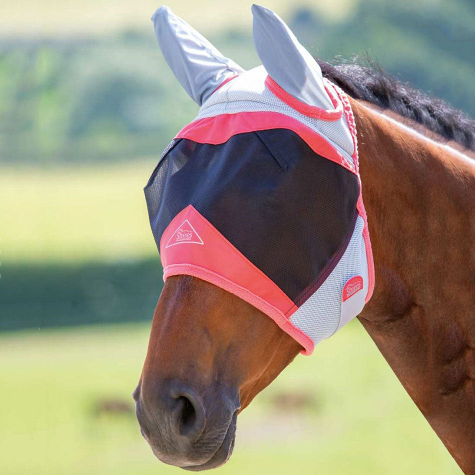 Shires Air Motion Fly Mask with Ears, Coral