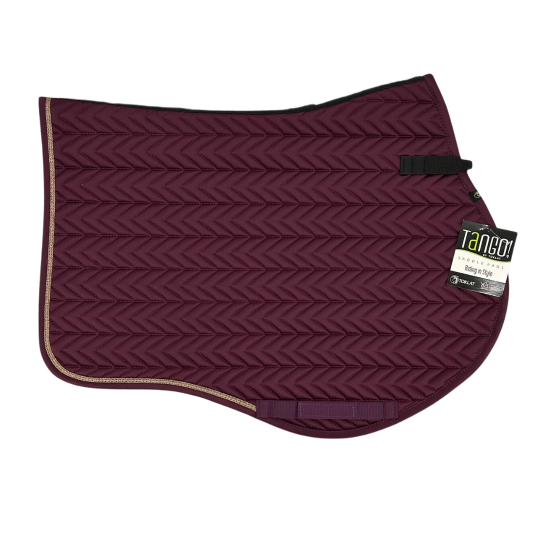 A chevron toklat close contact saddle pad in the color aubergine.