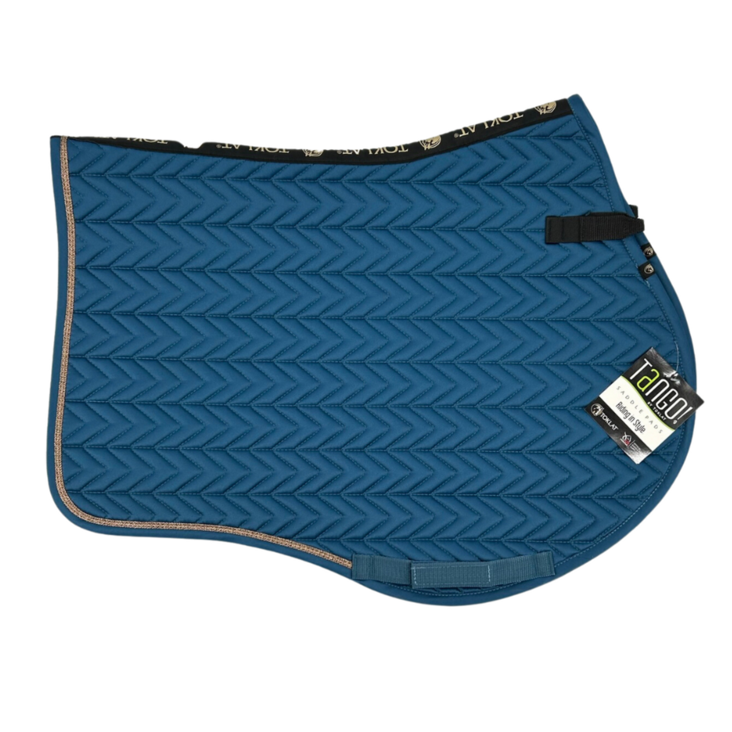 A blue tango chevron close contact saddle pad.