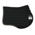  A black chevron close contact saddle pad with gold glitter trim.